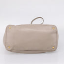 PRADA Tote Bag Leather 2way Gray Gold Auth 208003V-5