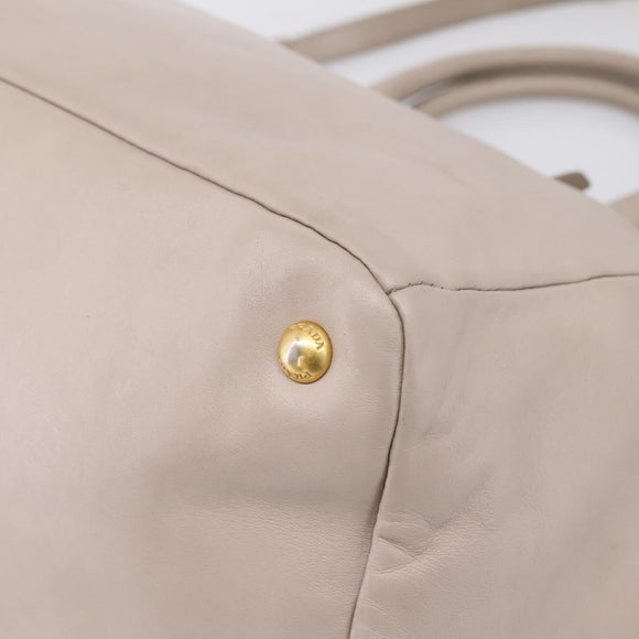PRADA Tote Bag Leather 2way Gray Gold Auth 208003V