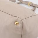 PRADA Tote Bag Leather 2way Gray Gold Auth 208003V-19