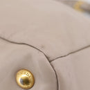 PRADA Tote Bag Leather 2way Gray Gold Auth 208003V-20