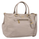 PRADA Tote Bag Leather 2way Gray Gold Auth 208003V-1