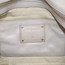 PRADA Tote Bag Leather 2way Gray Gold Auth 208003V-25