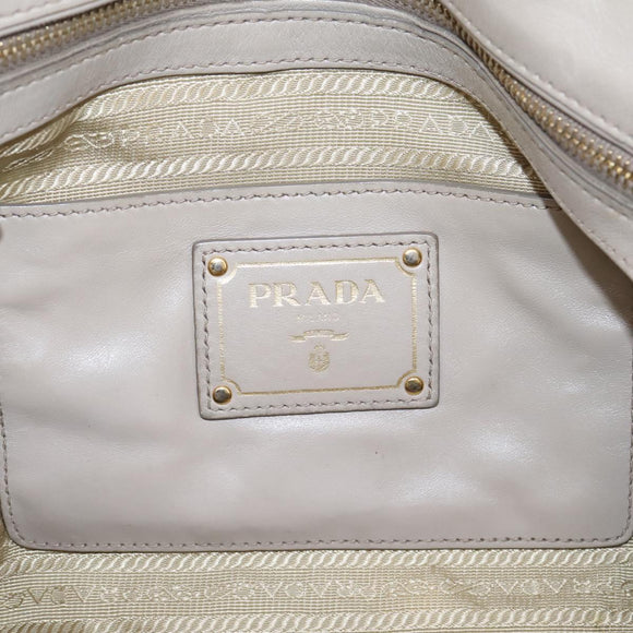 PRADA Tote Bag Leather 2way Gray Gold Auth 208003V