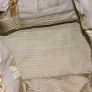 PRADA Tote Bag Leather 2way Gray Gold Auth 208003V-10