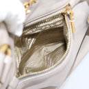 PRADA Tote Bag Leather 2way Gray Gold Auth 208003V-32