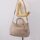 PRADA Tote Bag Leather 2way Gray Gold Auth 208003V-33