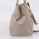 PRADA Tote Bag Leather 2way Gray Gold Auth 208003V-3