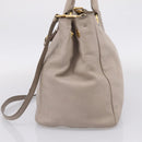 PRADA Tote Bag Leather 2way Gray Gold Auth 208003V-4