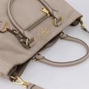 PRADA Tote Bag Leather 2way Gray Gold Auth 208003V-14