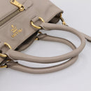 PRADA Tote Bag Leather 2way Gray Gold Auth 208003V-6