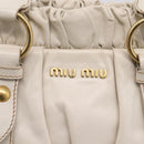 Miu Miu Hand Bag Vitellolux 2way White Gold Auth 208004M-16