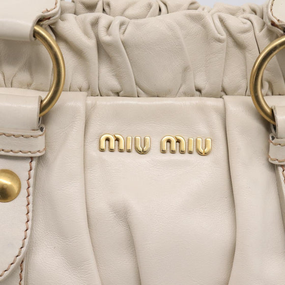 Miu Miu Hand Bag Vitellolux 2way White Gold Auth 208004M