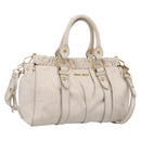 Miu Miu Hand Bag Vitellolux 2way White Gold Auth 208004M-1