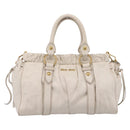 Miu Miu Hand Bag Vitellolux 2way White Gold Auth 208004M-2