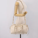 Miu Miu Hand Bag Vitellolux 2way White Gold Auth 208004M-25