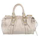 Miu Miu Hand Bag Vitellolux 2way White Gold Auth 208004M-2