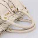 Miu Miu Hand Bag Vitellolux 2way White Gold Auth 208004M-7