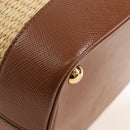 PRADA Panniers Hand Bag Raffia 2way Beige Gold Auth 208006M-14