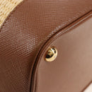 PRADA Panniers Hand Bag Raffia 2way Beige Gold Auth 208006M-16