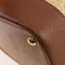 PRADA Panniers Hand Bag Raffia 2way Beige Gold Auth 208006M-17