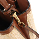 PRADA Panniers Hand Bag Raffia 2way Beige Gold Auth 208006M-19
