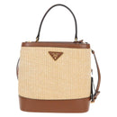 PRADA Panniers Hand Bag Raffia 2way Beige Gold Auth 208006M-2