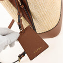 PRADA Panniers Hand Bag Raffia 2way Beige Gold Auth 208006M-21