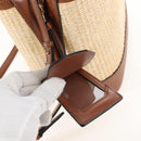 PRADA Panniers Hand Bag Raffia 2way Beige Gold Auth 208006M-22