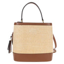 PRADA Panniers Hand Bag Raffia 2way Beige Gold Auth 208006M-3