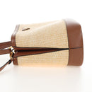 PRADA Panniers Hand Bag Raffia 2way Beige Gold Auth 208006M-4