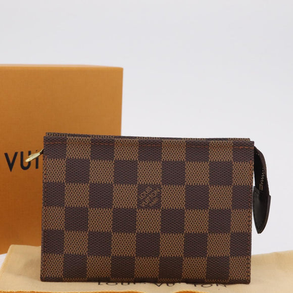 LOUIS VUITTON Damier Ebene Poche Toilette 15 Pouch N47548 LV Auth 208007M