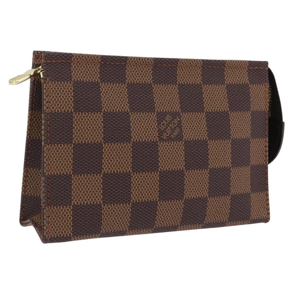 LOUIS VUITTON Damier Ebene Poche Toilette 15 Pouch N47548 LV Auth 208007M
