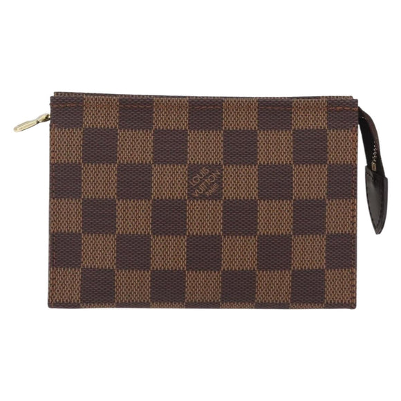 LOUIS VUITTON Damier Ebene Poche Toilette 15 Pouch N47548 LV Auth 208007M