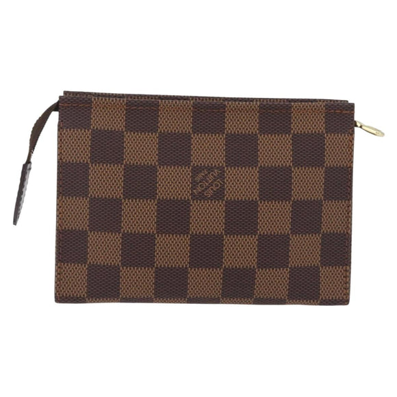 LOUIS VUITTON Damier Ebene Poche Toilette 15 Pouch N47548 LV Auth 208007M