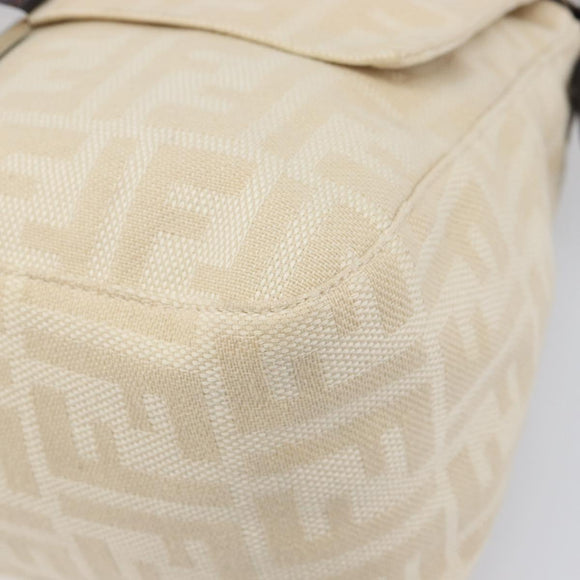 FENDI Zucca Canvas Mamma Baguette Shoulder Bag Ivory Silver Auth 208008V