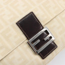 FENDI Zucca Canvas Mamma Baguette Shoulder Bag Ivory Silver Auth 208008V-15