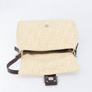 FENDI Zucca Canvas Mamma Baguette Shoulder Bag Ivory Silver Auth 208008V-16