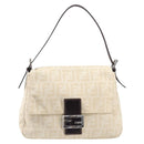 FENDI Zucca Canvas Mamma Baguette Shoulder Bag Ivory Silver Auth 208008V-2