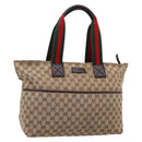 GUCCI GG Canvas Web Sherry Line Tote Bag Beige 155524 Auth 208012-1