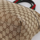 GUCCI GG Canvas Web Sherry Line Tote Bag Beige 155524 Auth 208012-10