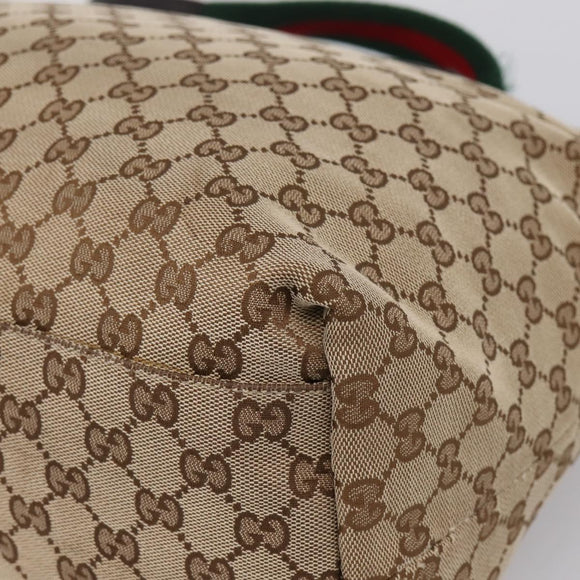 GUCCI GG Canvas Web Sherry Line Tote Bag Beige 155524 Auth 208012