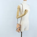 BURBERRY Nova Check Shoulder Bag Canvas Orange Gold Auth 208013V-23