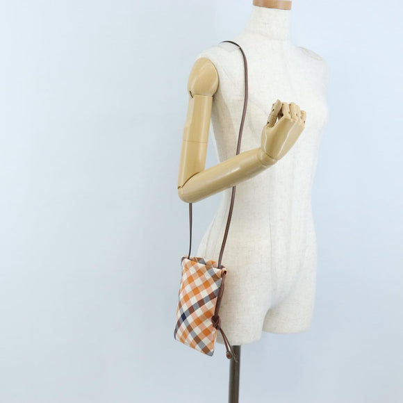 BURBERRY Nova Check Shoulder Bag Canvas Orange Gold Auth 208013V