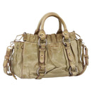 Miu Miu Hand Bag Vitellolux 2way Beige Gold Auth 208018A-1