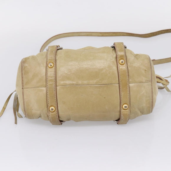 Miu Miu Hand Bag Vitellolux 2way Beige Gold Auth 208018A