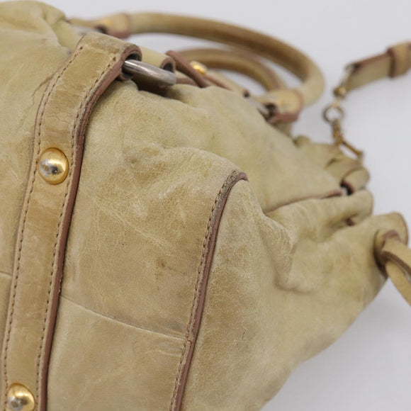 Miu Miu Hand Bag Vitellolux 2way Beige Gold Auth 208018A