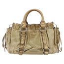Miu Miu Hand Bag Vitellolux 2way Beige Gold Auth 208018A-2