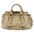 Miu Miu Hand Bag Vitellolux 2way Beige Gold Auth 208018A-3