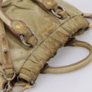 Miu Miu Hand Bag Vitellolux 2way Beige Gold Auth 208018A-6