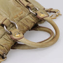 Miu Miu Hand Bag Vitellolux 2way Beige Gold Auth 208018A-7